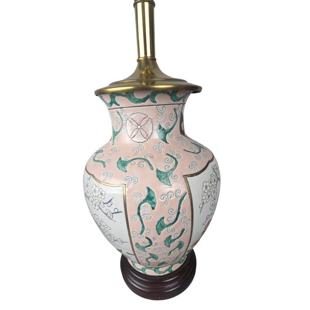 Pair of Chinoiserie Porcelain Ginger Jar Table Lamps With Cranes and Prunus, Pink For Sale - Image 4 of 10