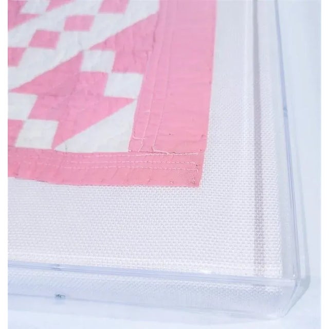 20Thc Mini Pieced Pink & White Postage Stamp Doll Quilt For Sale - Image 4 of 7