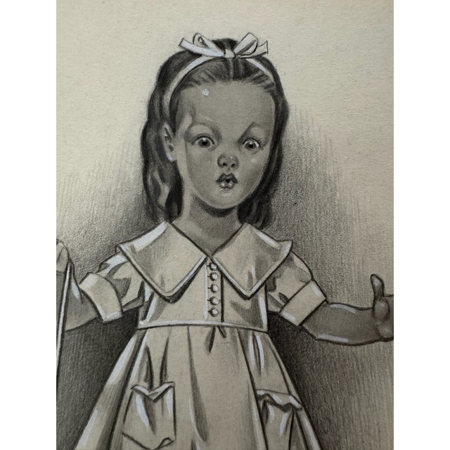 Original graphite pencil drawing by American artist and illustrator Theodore E. Schrock (1879–1952), depicting a surprised...