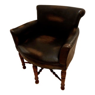 English Harrod's London Club Chair Lightly Distressed Leather For Sale