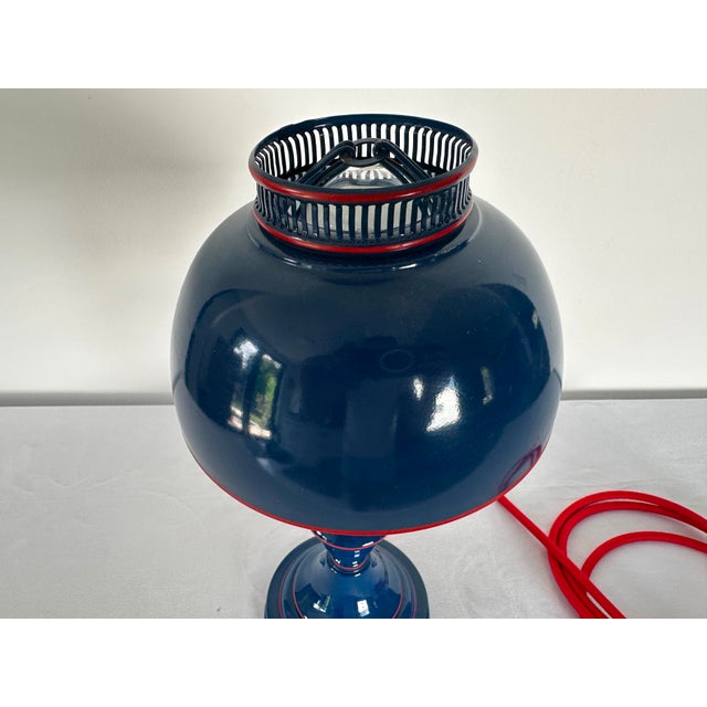Mid-Century Modern 1960s Mid Century Modern Toleware Blue Desk Lamp. For Sale - Image 3 of 11