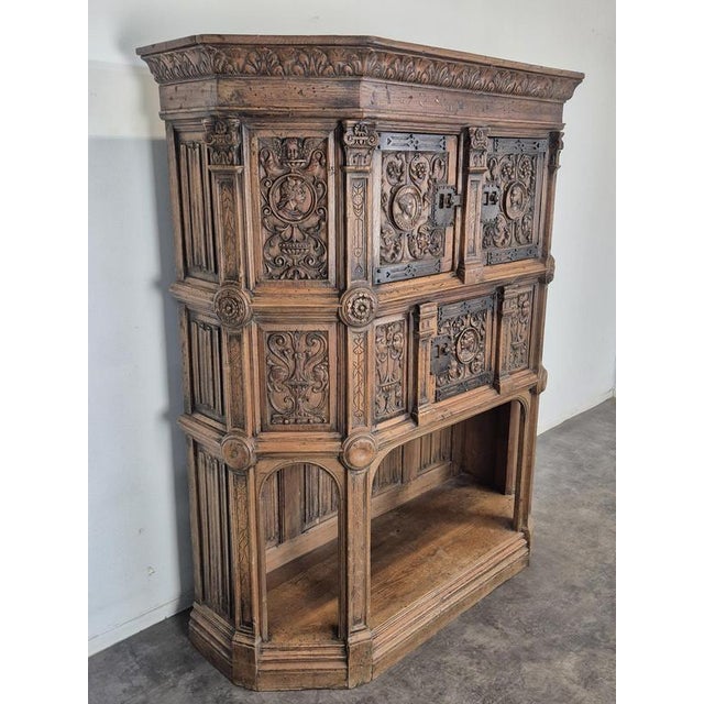 Wood Renaissance-Style Credenza with Mascarons For Sale - Image 7 of 16
