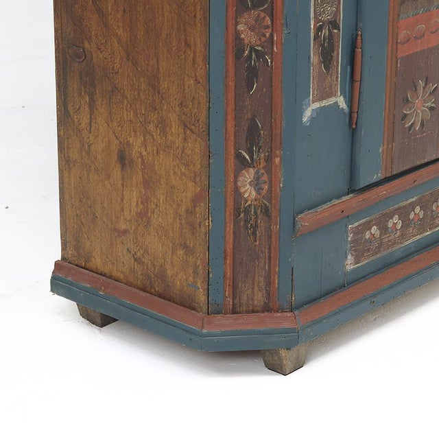 Rustic Farmhouse Folk Art Painted Bridal Cabinet, 1841 For Sale - Image 11 of 13