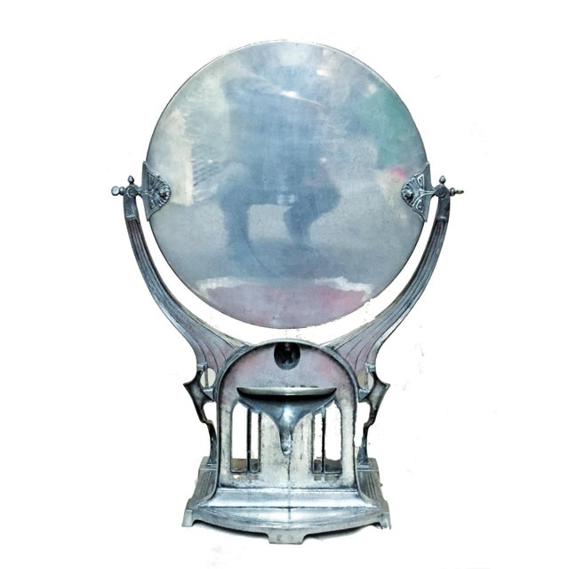 German Jugenstil Grand Silvered Vanity Mirror Ca. 1900 Dimensions: Height: 18-3/4 inches Width: 28-1/2 inches Depth:...