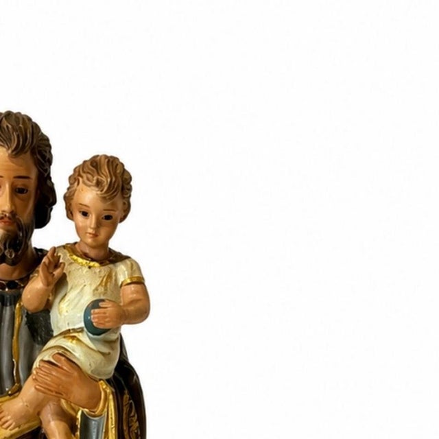 Sacred Art Saint Joseph with Child Figurine, 1800s For Sale - Image 4 of 6