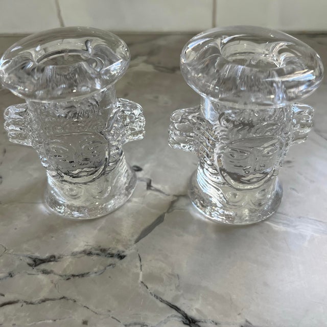 1970s Collection of 5 Vintage Bertil Vallien Kosta Glass Angel Candle Holders Sweden 70s For Sale - Image 5 of 12