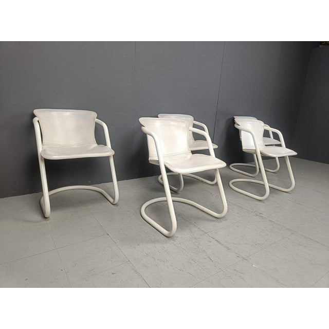 White Vintage Dining Chairs attributed to Metaform, 1970s, Set of 5 For Sale - Image 8 of 15