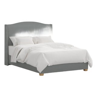 Stoffer Home x Cloth & Company Julia Wingback Bed in Denim Blue Mini Gingham, Full/Double For Sale