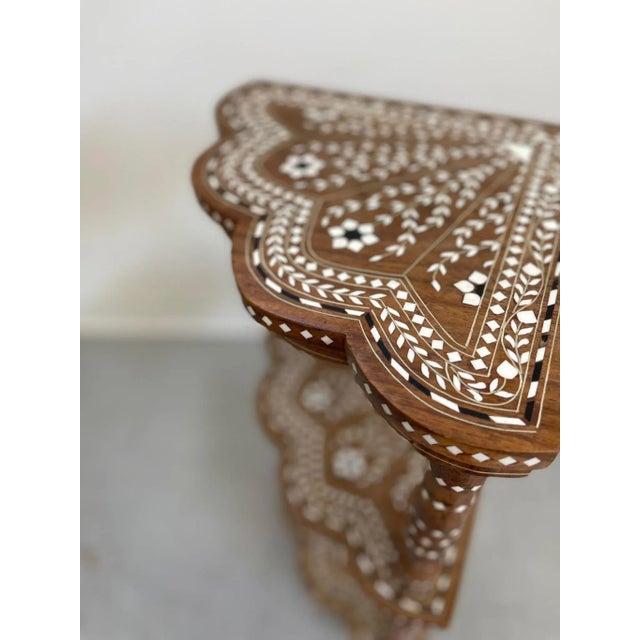 1970s Vintage Three Tier Intricate Inlay Corner Shelving Unit For Sale In Seattle - Image 6 of 9