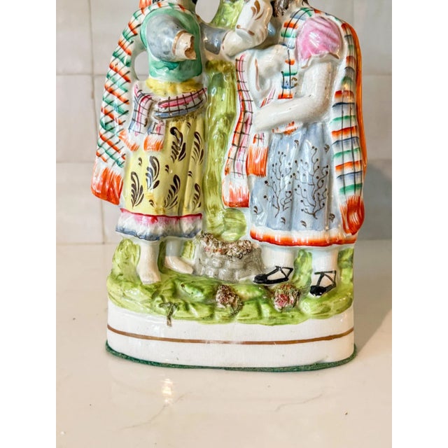 Mid 18th Century Antique English Staffordshire Spill Vase Decorated With a Scottish Man and Woman, Circa 1860 For Sale - Image 5 of 9
