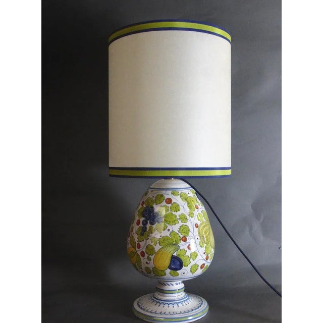Antique White and Green Table Lamp For Sale - Image 9 of 9