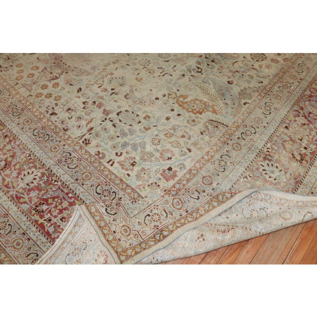 Zabihi Collection Antique Large Square Meshed Rug - 13'3" x 15'5" For Sale - Image 9 of 12