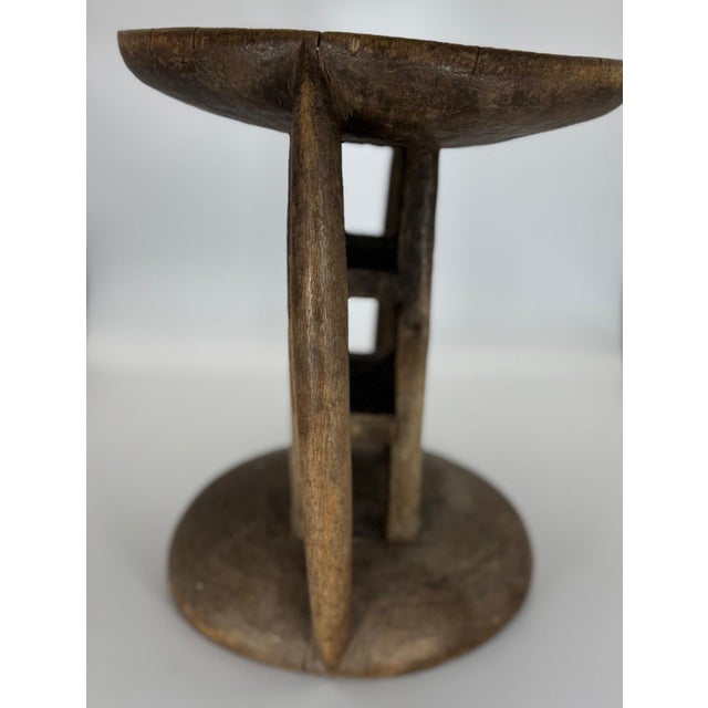 African Vintage Hand-Carved African Stool For Sale - Image 3 of 7