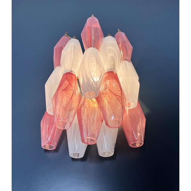 Vintage Murano Italian Poliedri White and Pink Albaster Wall Sconces, 1990, Set of 2 For Sale - Image 9 of 14