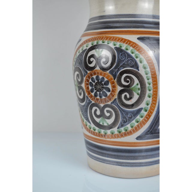 Large ceramic vase by the Nice ceramist Jean de Lespinasse, with stylized decoration, Signed JDL under the base This piece...