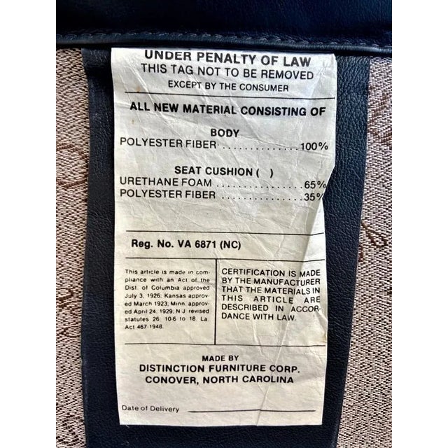 Animal Skin Vintage Button Tufted Leather Dark Blue Chair Made in North Carolina - Late 20th Century For Sale - Image 7 of 8