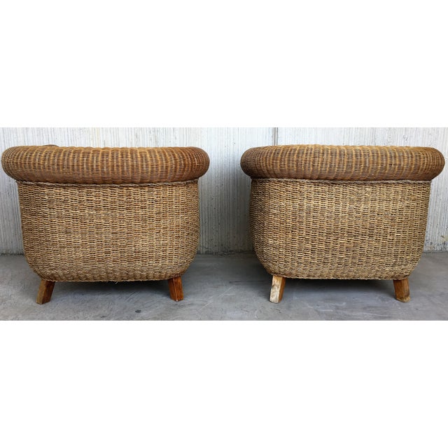 1950s Mid-Century Rattan and Wood Coffee Table For Sale - Image 6 of 13