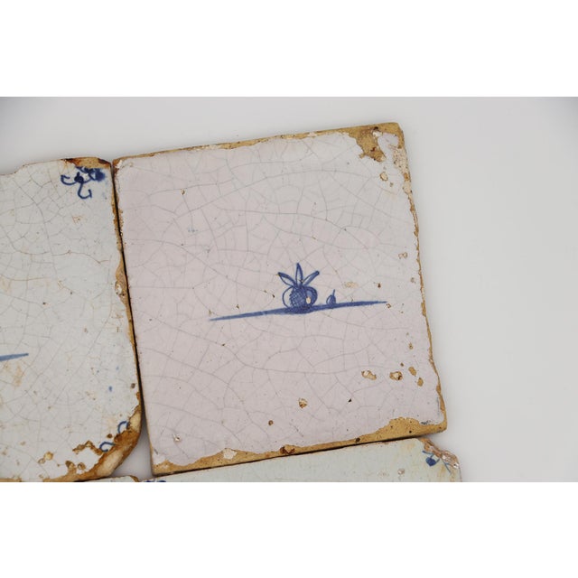 Baroque 18th Century Set of Four Delft Tiles, Earthenware For Sale - Image 3 of 9