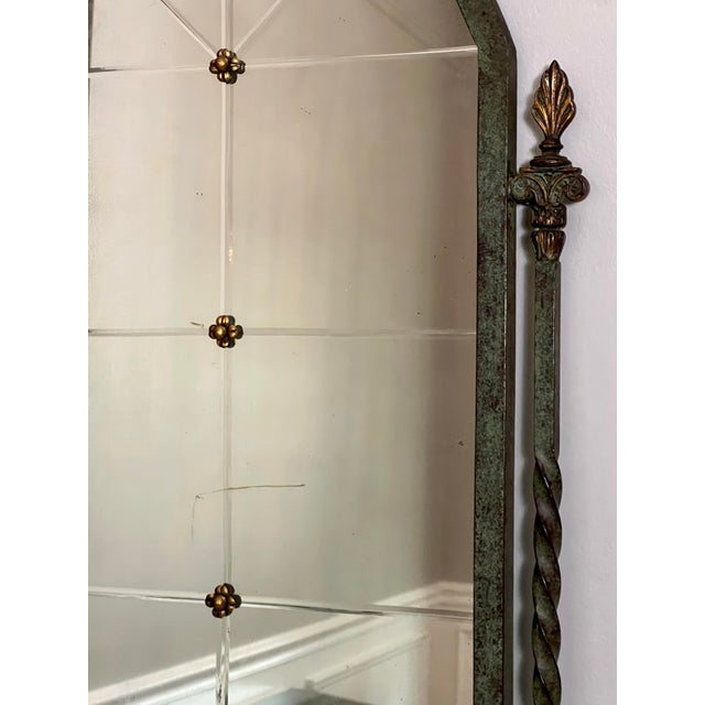 1920s Oscar Bach Attributed Iron Console and Beveled Mirror Set With Marble Top For Sale - Image 15 of 17