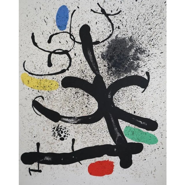 1971 Derrière Le Miroir page featuring a graphic lithograph by Joan Miró. Printed on 15x11" vellum, not signed or...