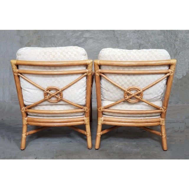 Pair of Vintage McGuire Bamboo Rattan Down Lounge Chairs Mid Century Modern For Sale - Image 13 of 13