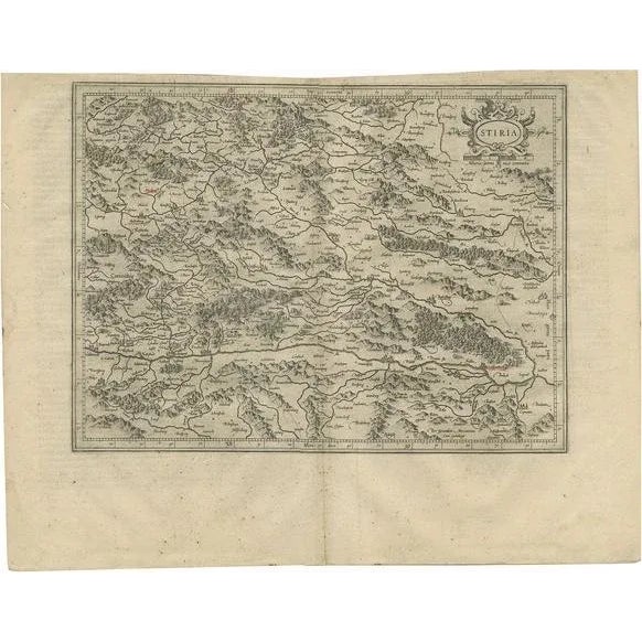 Antique Map of Styria by Mercator, 1650 For Sale - Image 5 of 5