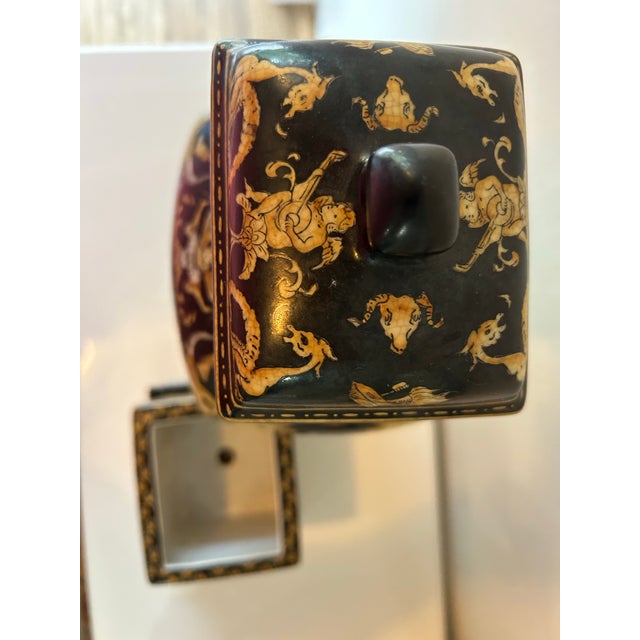 Vintage Ceramic United Wilson (j.u.w.c.) Renaissance Revival Planter & Large Vessel Set For Sale In Miami - Image 6 of 10