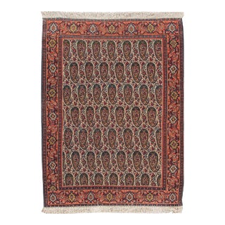 1920s Antique Persian Senneh Handmade Tan Tribal Wool Rug For Sale