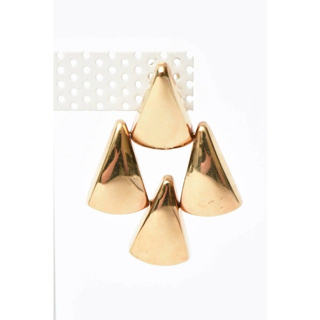 1960s Vintage 14 Karat Gold Pierced Lever Back Sculptural Chandelier Earrings Italian Pair Of For Sale - Image 5 of 10