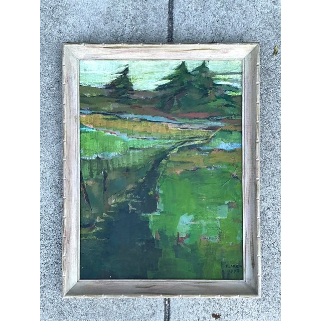 Wood Vintage Original Landscape Oil on Canvas For Sale - Image 7 of 12