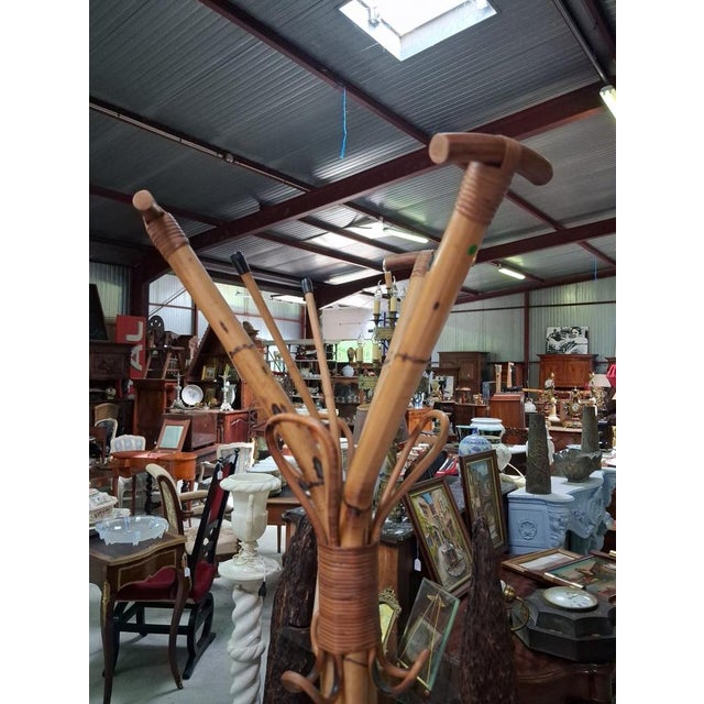 Parrot Coat Rack in Bamboo and Rattan, 1960s For Sale - Image 3 of 7