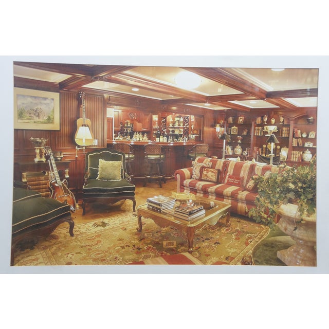 Late 20th Century Photograph Print of Traditional Wood Panel Luxury Library Lounge Bar Room 35" For Sale - Image 10 of 10