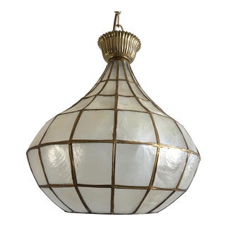 1960s Capiz Shell Pendant Light For Sale