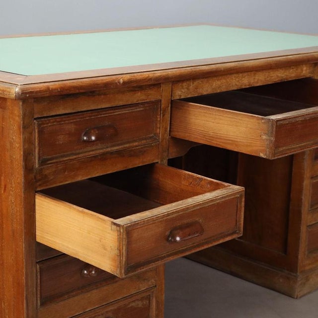 Antique Italian Walnut Desk with Green Inlay, 1900s For Sale - Image 3 of 11
