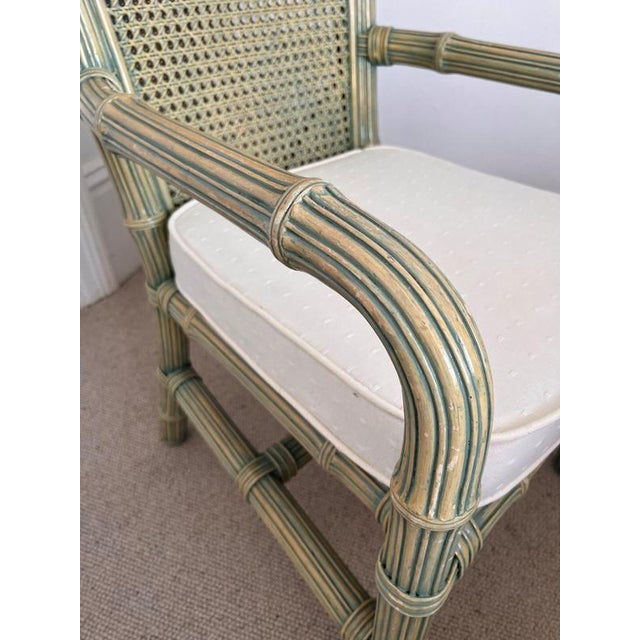 Green Vintage Faux Bamboo Dining Chairs, 1980s, Set of 2 For Sale - Image 8 of 15