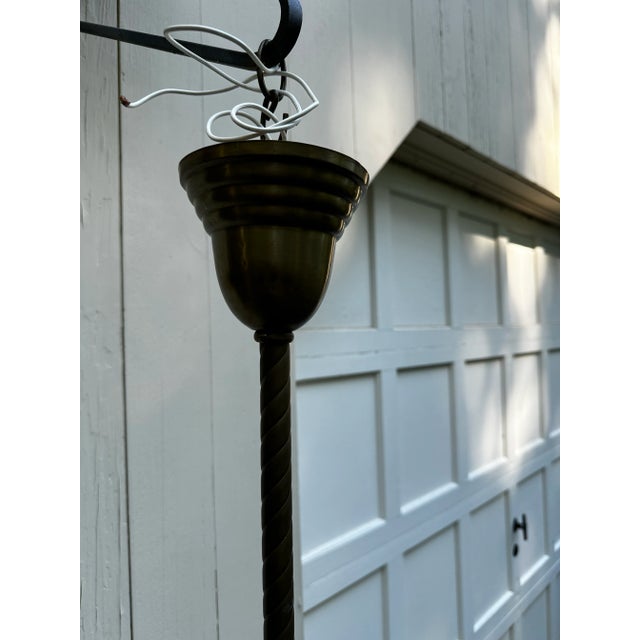 Brass Vintage Glass and Brass Gas Fixture For Sale - Image 8 of 11