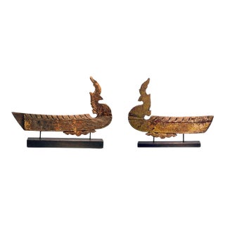 Pari Antique Hong Bird Roof Carvings from Thailand For Sale