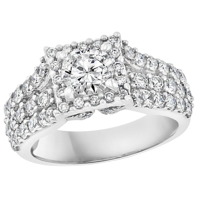 1 Carat Brilliant Round Center Diamond, 2 Carat 14 Karat White Gold Ring For Sale - Image 15 of 18