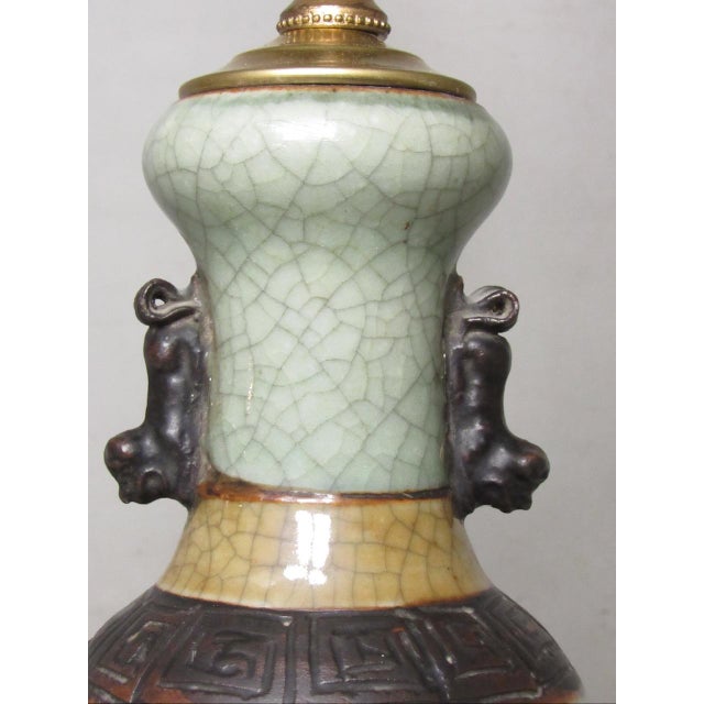 Pair of Chinese Crackle Glaze Lamps For Sale - Image 11 of 16