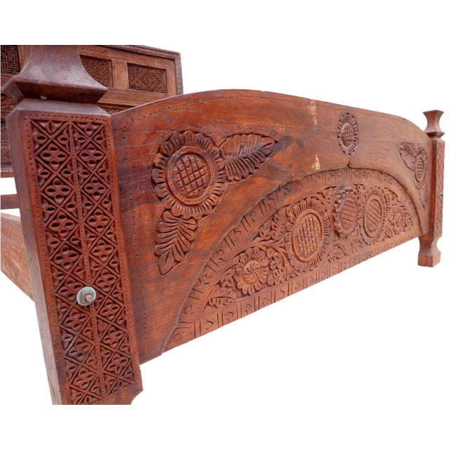 Brown Vintage Cedar Double Bed, Swat-Tal, Pakistan For Sale - Image 8 of 18