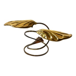 Tommaso Barbi Brass Leaf Desk Lamp For Sale