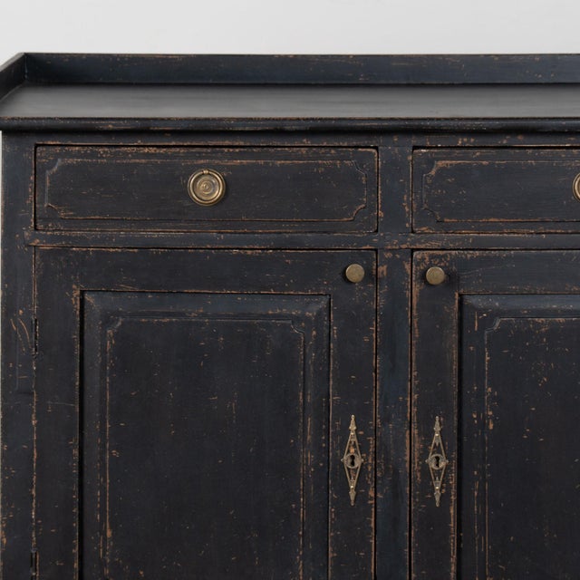 19th Century Swedish Black Painted Pine Sideboard Buffet For Sale - Image 9 of 14