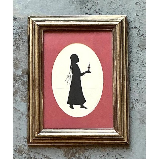 Gold Vintage Silhouette Portrait of Woman in Gold Frame For Sale - Image 8 of 12