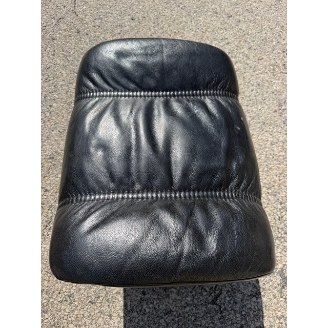 Black Leather Ekornes Stressless Chair & Ottoman For Sale - Image 11 of 12