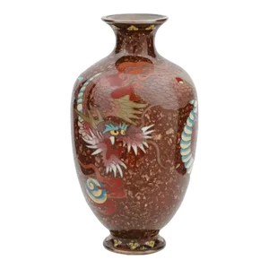 Antique Japanese Meiji Goldstone Cloisonne Vase