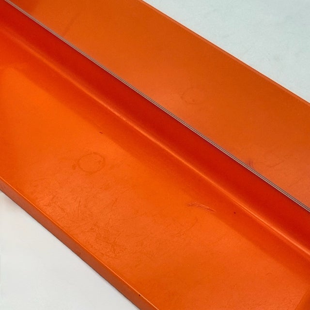 Orange Plastic Wall Mirror with Integrated Shelf, 1970s For Sale - Image 11 of 12