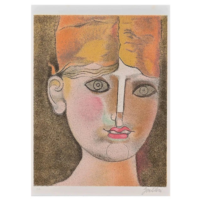 Franco Gentilini, A Girl, Lithograph, 1970s For Sale