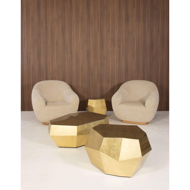Contemporary Three Rocks Low Coffee Table in Gold Leaf from Insidherland For Sale - Image 3 of 5