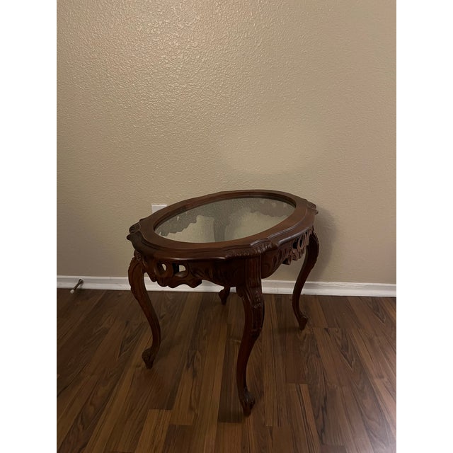 Mid-Century Modern Vintage Carved Walnut Coffee Table 1930s For Sale - Image 3 of 7