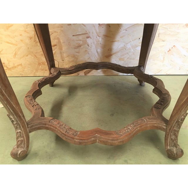 Cream 20th Mariano Garcia Spanish Side Table With Siena Marble and Carved Base For Sale - Image 8 of 11